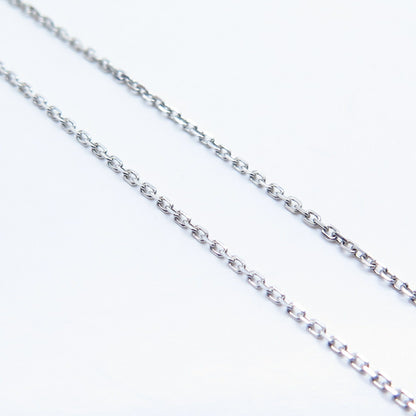 925 Sterling Silver Italy SUN Real White Diamond Rolo Chain Necklace 17"