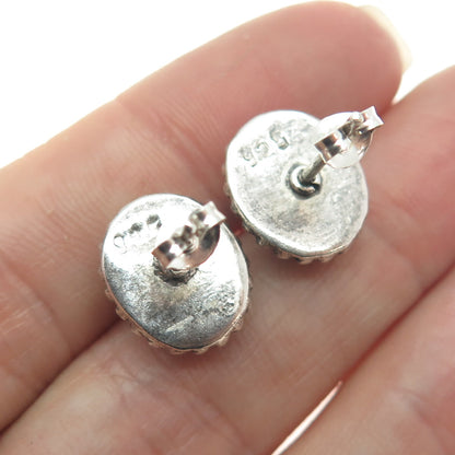 925 Sterling Silver Vintage Real Tourmaline Beaded Stud Earrings