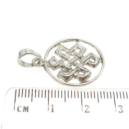 925 Sterling Silver Vintage Celtic Knot Round Charm Pendant