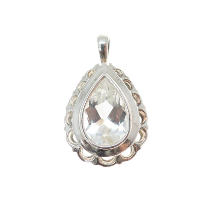 CLYDE DUNEIER CID 925 Sterling Silver Vintage Real White Topaz Charm Pendant