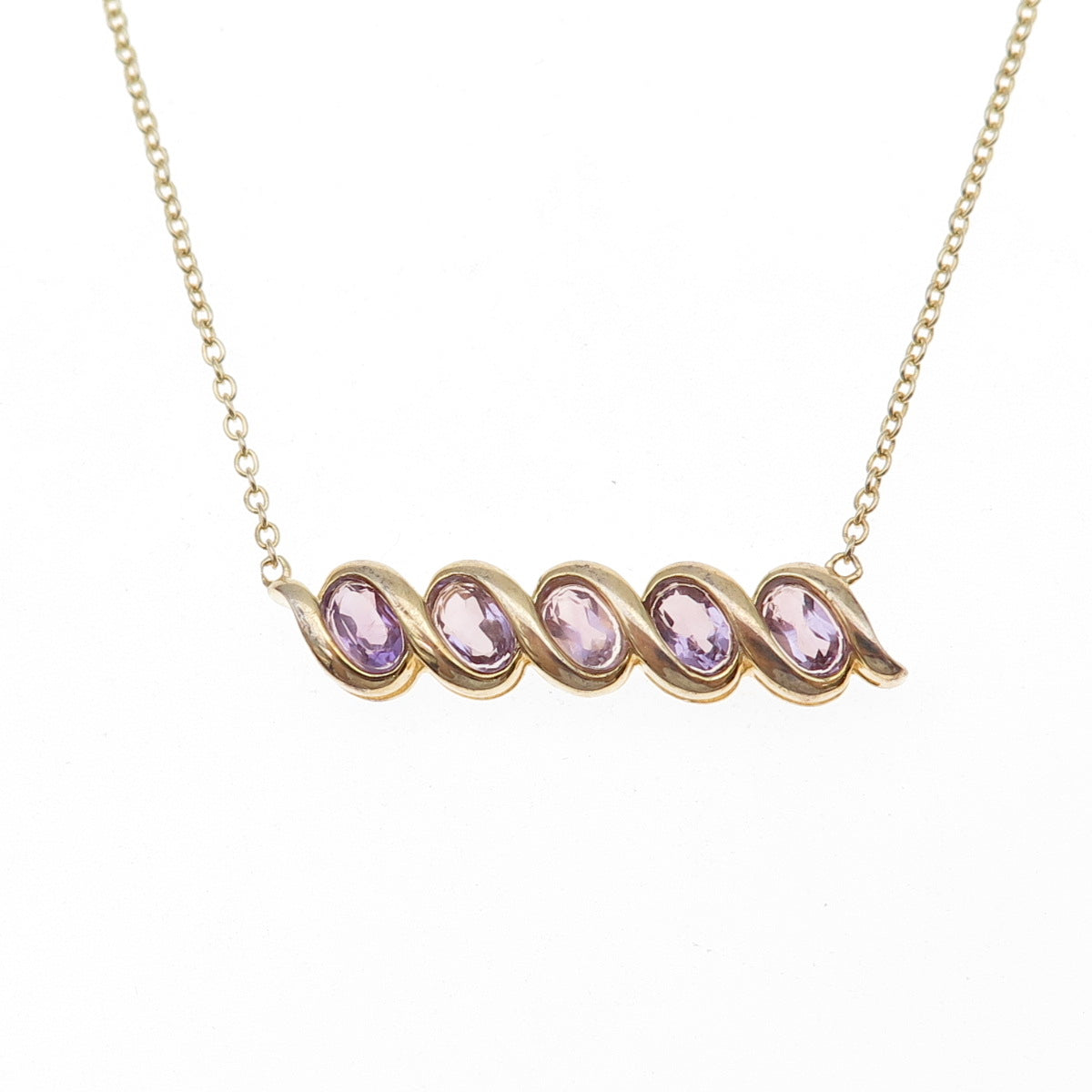 925 Sterling Silver Gold Plated Real Amethyst Cable Chain Necklace 18"