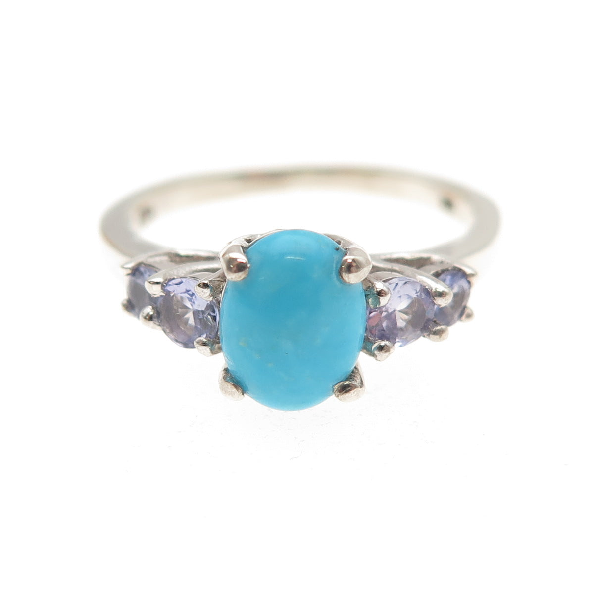 Chuck Clemency 925 Sterling Silver Real Turquoise & Tanzanite Ring Size 7.25