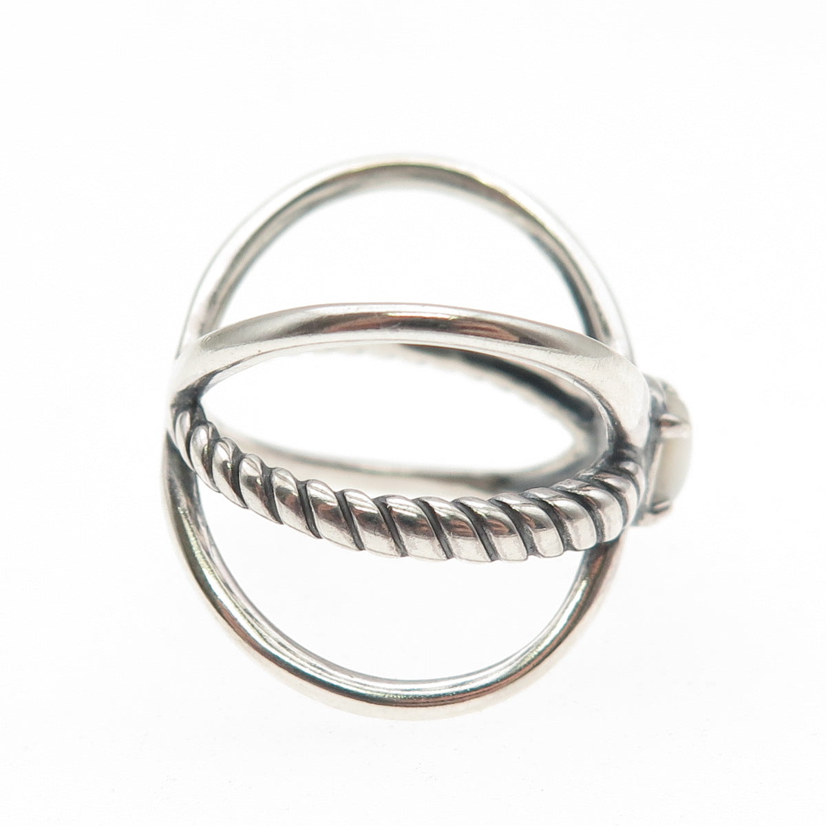 Carolyn Pollack 925 Sterling Silver Vintage Real MOP Crisscross Ring Size 8.75