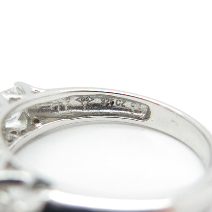 925 Sterling Silver Octagon-Cut C Z Engagement Ring Size 8