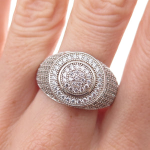 925 Sterling Silver Round-Cut C Z Circle of Life Ring Size 11.25