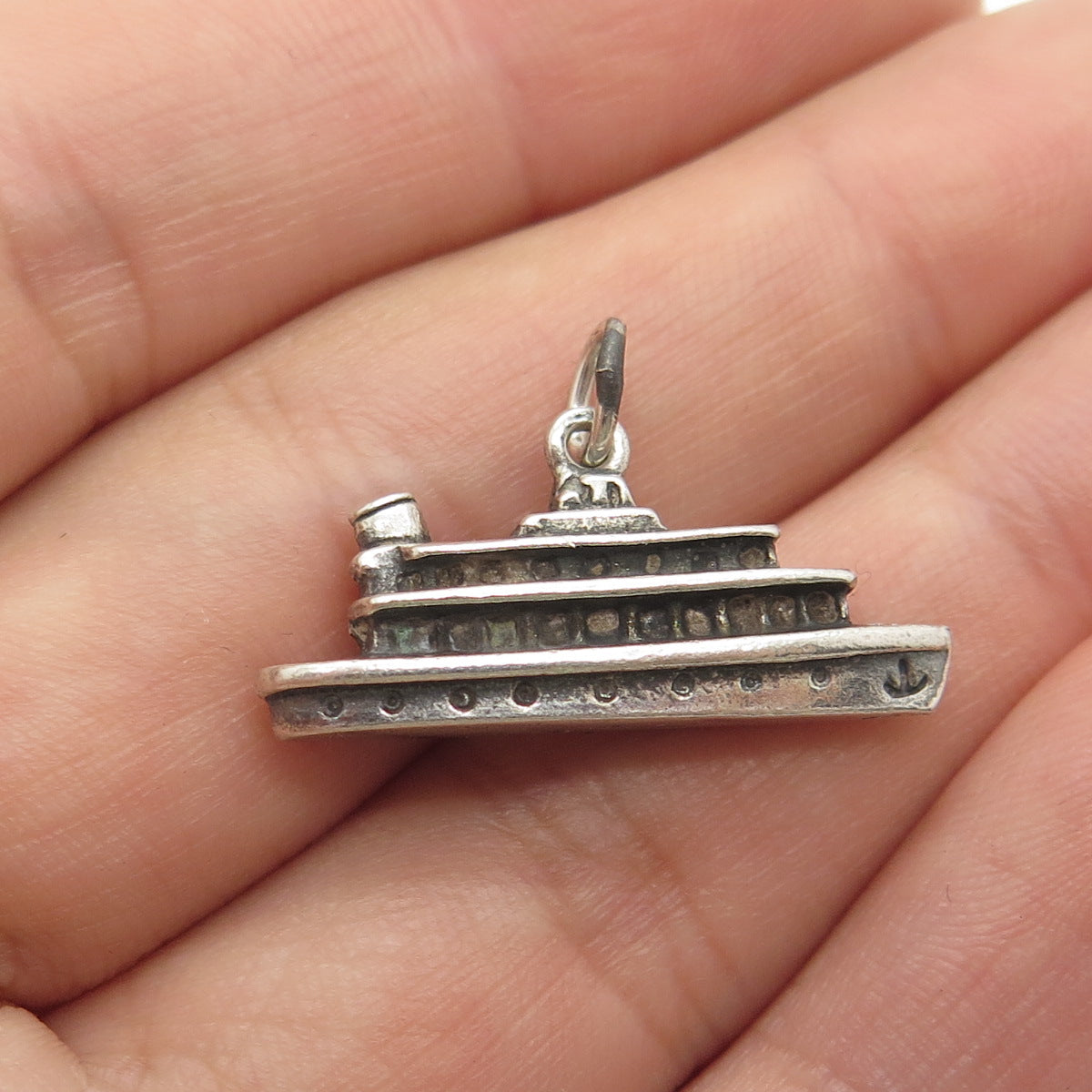 800 Silver Vintage Liner Ship 3D Charm Pendant