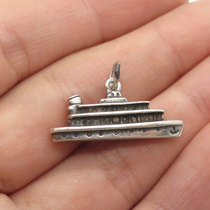 800 Silver Vintage Liner Ship 3D Charm Pendant