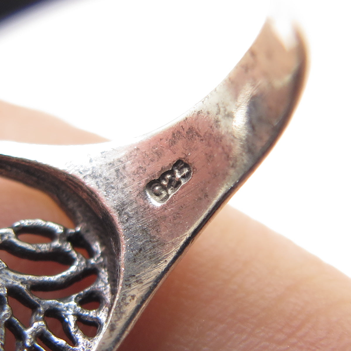 925 Sterling Silver Vintage Tree of Life Oxidized Signet Ring Size 6.75