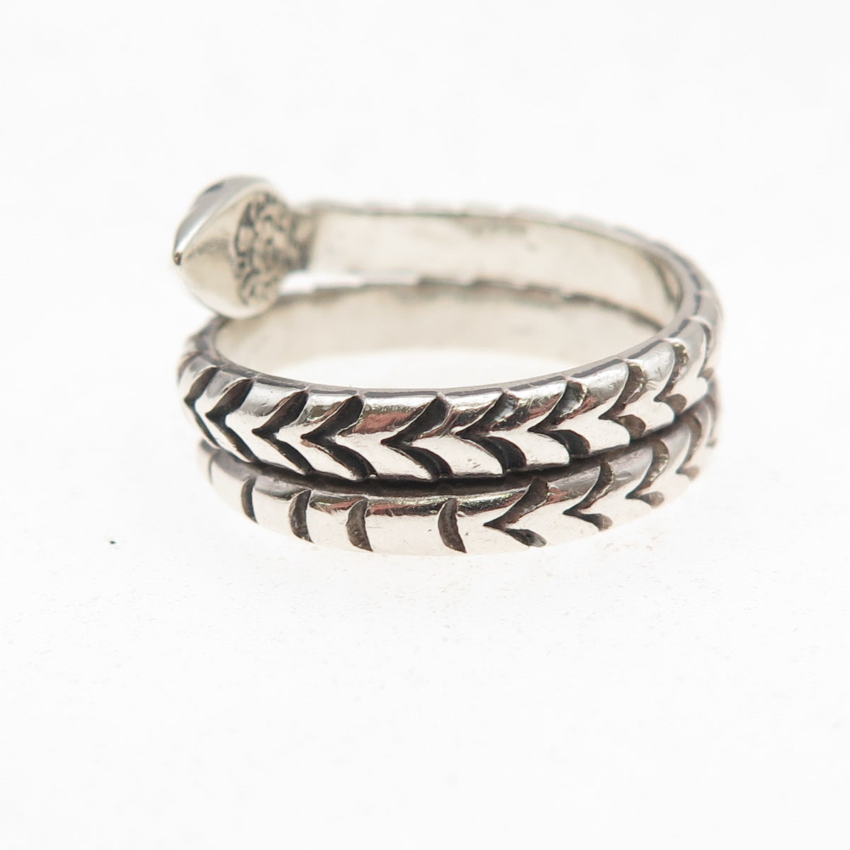 925 Sterling Silver Vintage Mexico Snake Wrap Adjustable Oxidized Ring Size 7