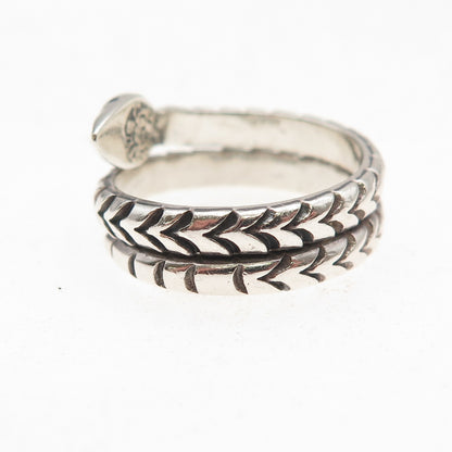 925 Sterling Silver Vintage Mexico Snake Wrap Adjustable Oxidized Ring Size 7