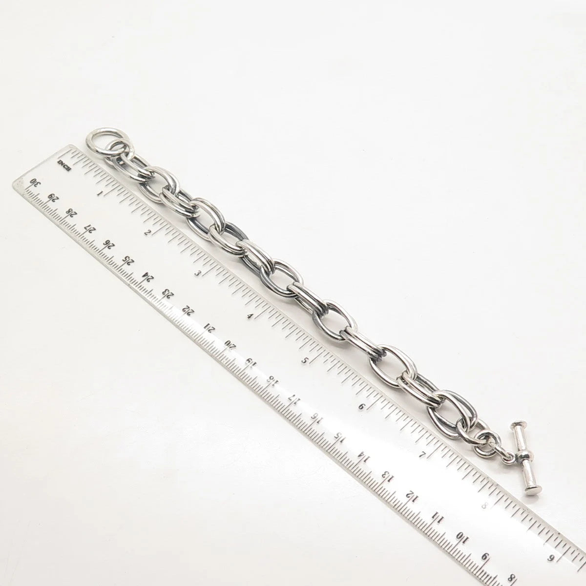 925 Sterling Silver Vintage Double Rolo Link Bracelet 6.5"