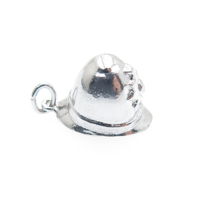 925 Sterling Silver Antique Bermuda Fireman Helmet Minimalist 3D Charm Pendant