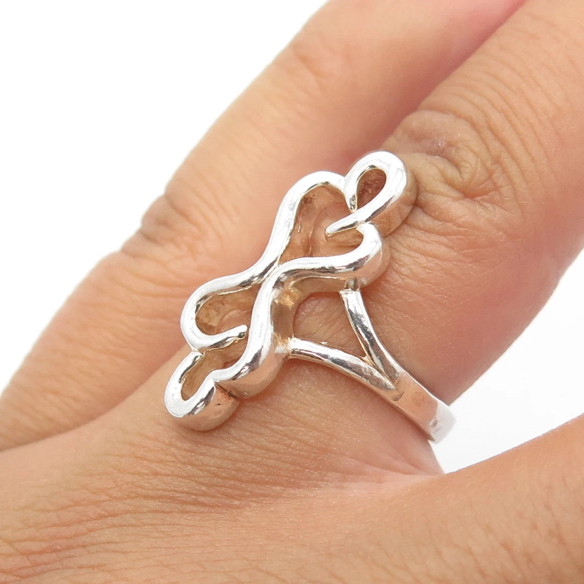 925 Sterling Silver Vintage Swirl Cocktail Ring Size 5.5