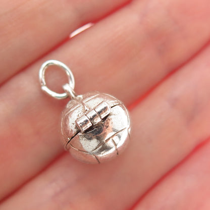 925 Sterling Silver Vintage Basketball Oxidized Minimalist Locket Charm Pendant