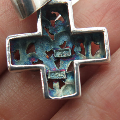 925 Sterling Silver Vintage Ornate Swirl Cross Pendant