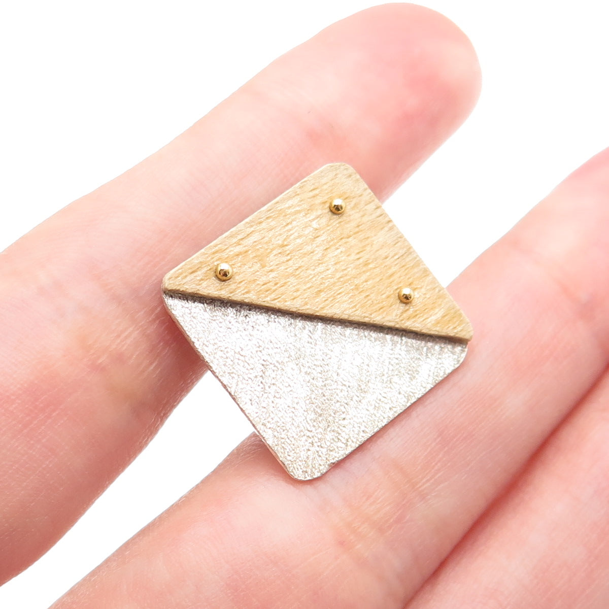 VICTOR ALFARO 14K Gold & 925 Sterling Silver Vintage Modernist Lapel Pin