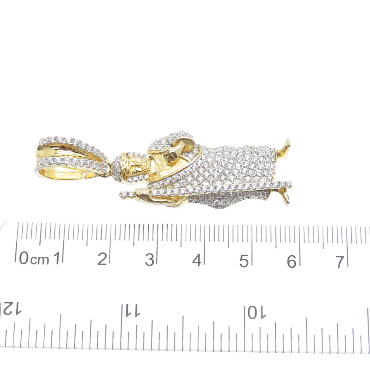 925 Sterling Silver Gold Plated Round-Cut C Z Saint Jude Thaddeus Pendant