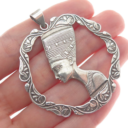 800 Silver Vintage Nefertiti Egyptian Pharaoh Charm Pendant
