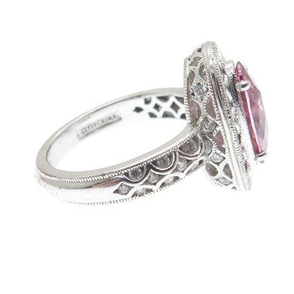 TACORI 925 Sterling Silver Oval & Round-Cut Pink White C Z Ring Size 7.25