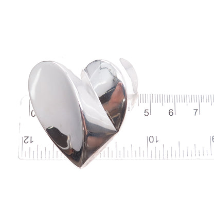 BAYANIHAN 925 Sterling Silver Vintage Modernist Puffy Heart Pin Brooch