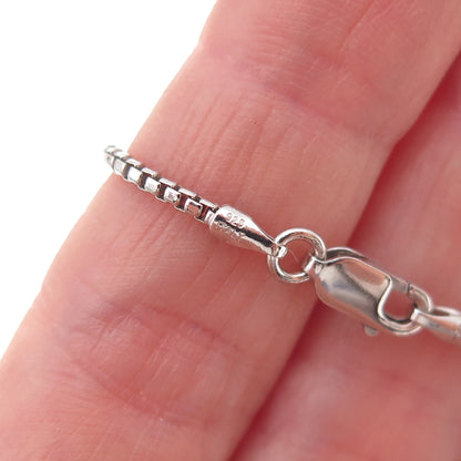 925 Sterling Silver Italy Round Box Chain Necklace 18"