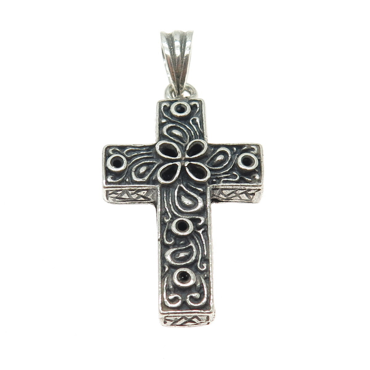 925 Sterling Silver Vintage Ornate Cross Pendant