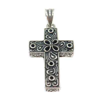 925 Sterling Silver Vintage Ornate Cross Pendant