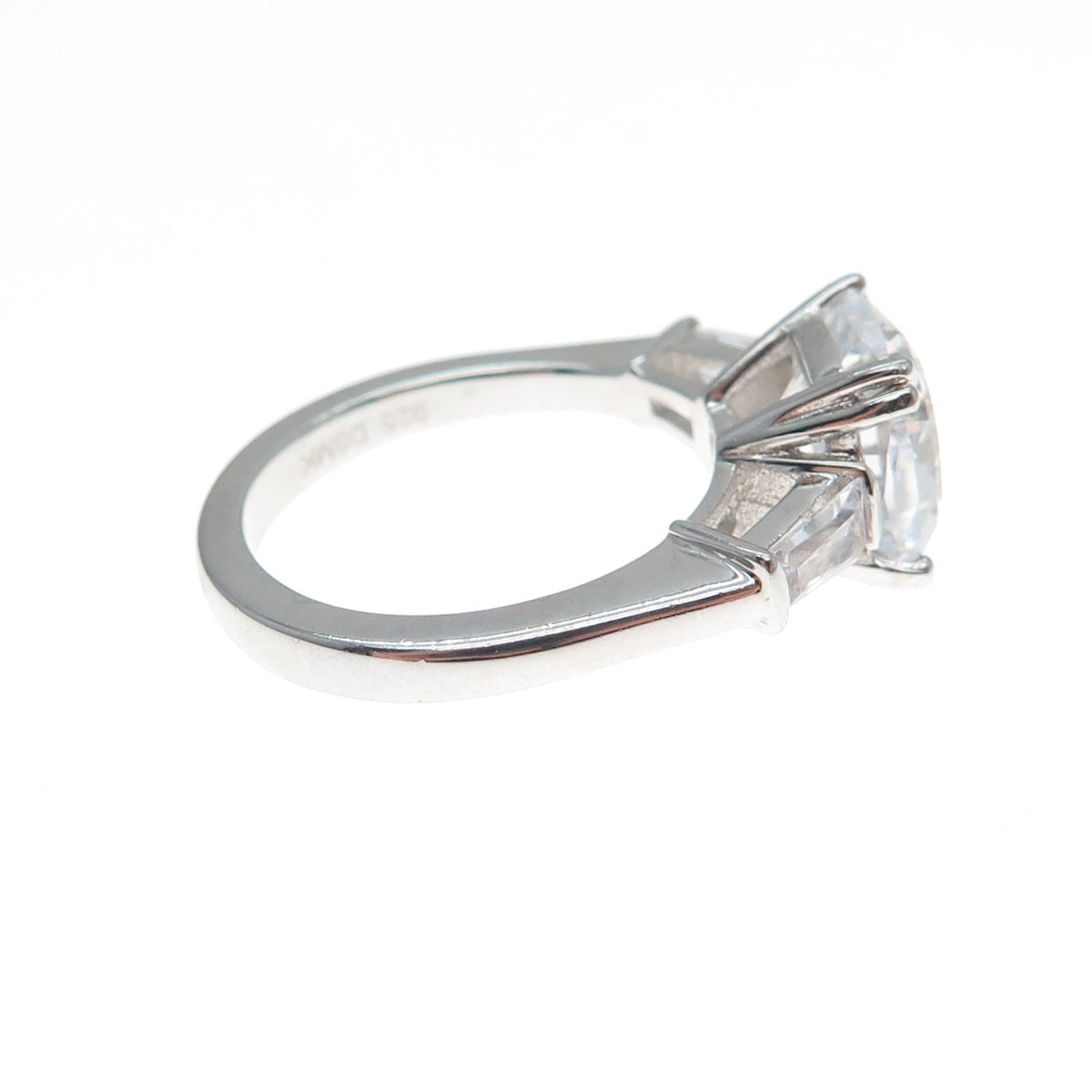 DSMK 925 Sterling Cushion & Tapered Baguette-Cut C Z Engagement Ring Size 6.25