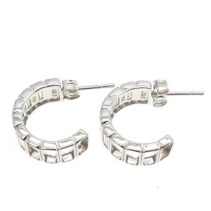 925 Sterling Silver C Z Half Hoop Earrings