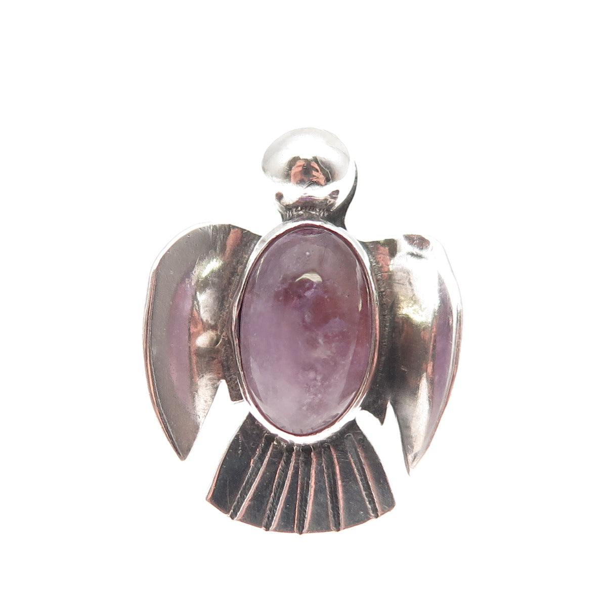 Old Pawn 925 Sterling Silver Vintage Amethyst Thunderbird Tribal Ring Size 6.5
