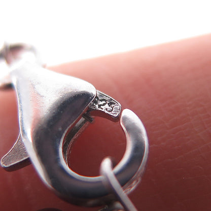 925 Sterling Silver Real Black Onyx & Carnelian Beaded Chain Necklace 16-18"