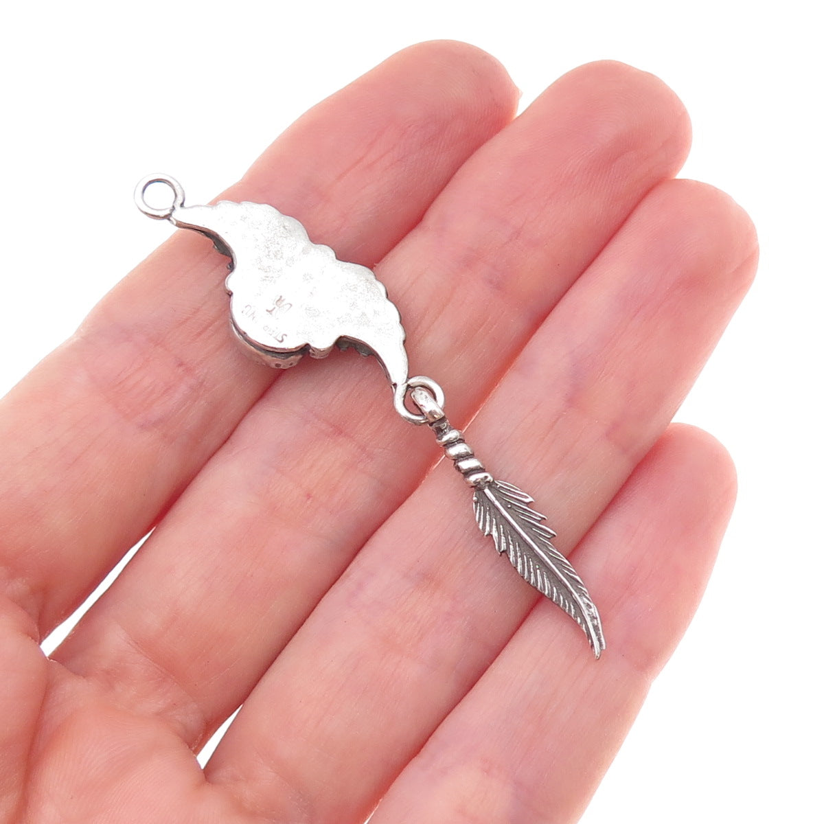 Jay King Desert Rose Old Pawn Sterling Silver Vintage Amethyst Feather Pendant