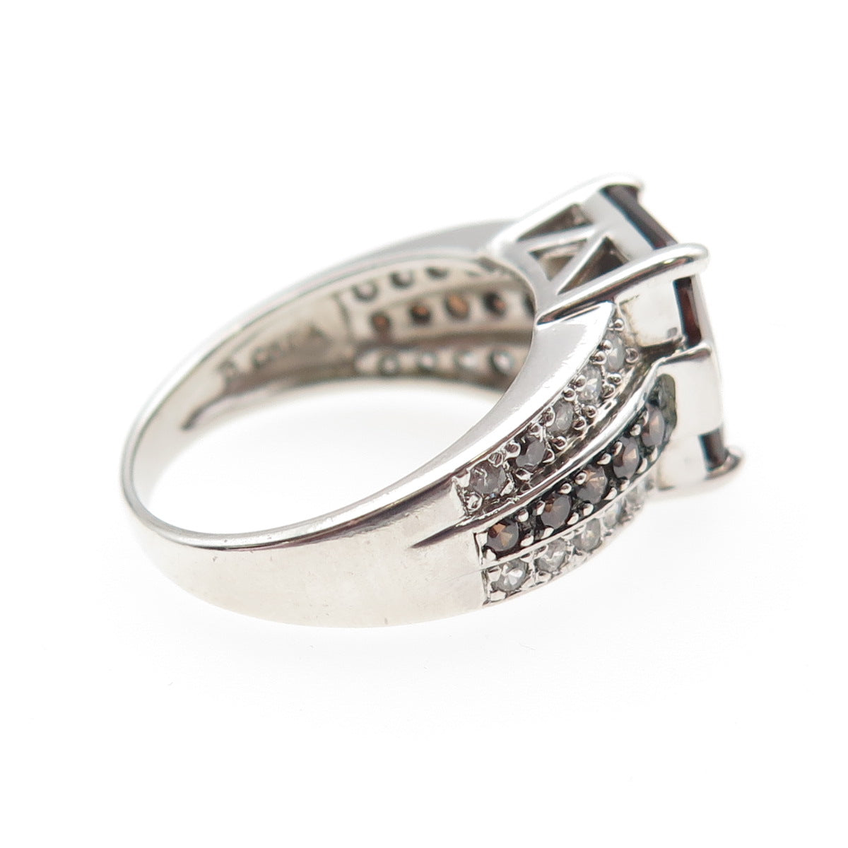ROSS SIMONS 925 Sterling Silver Cognac & White C Z Ring Size 7