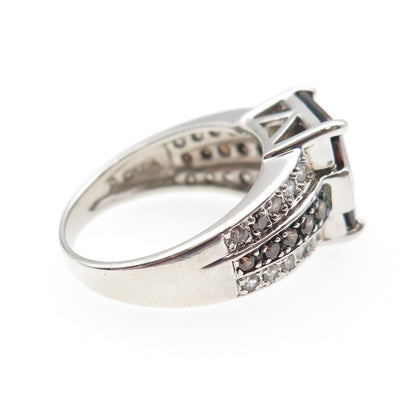 ROSS SIMONS 925 Sterling Silver Cognac & White C Z Ring Size 7