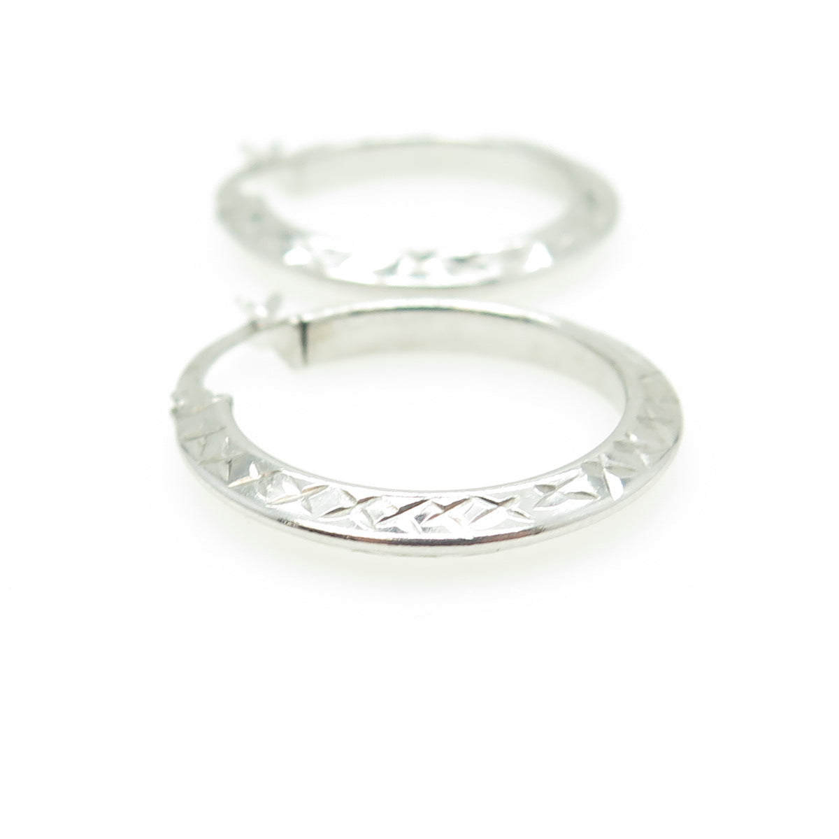 HAN 925 Sterling Silver Textured Knife Edge Hoop Earrings