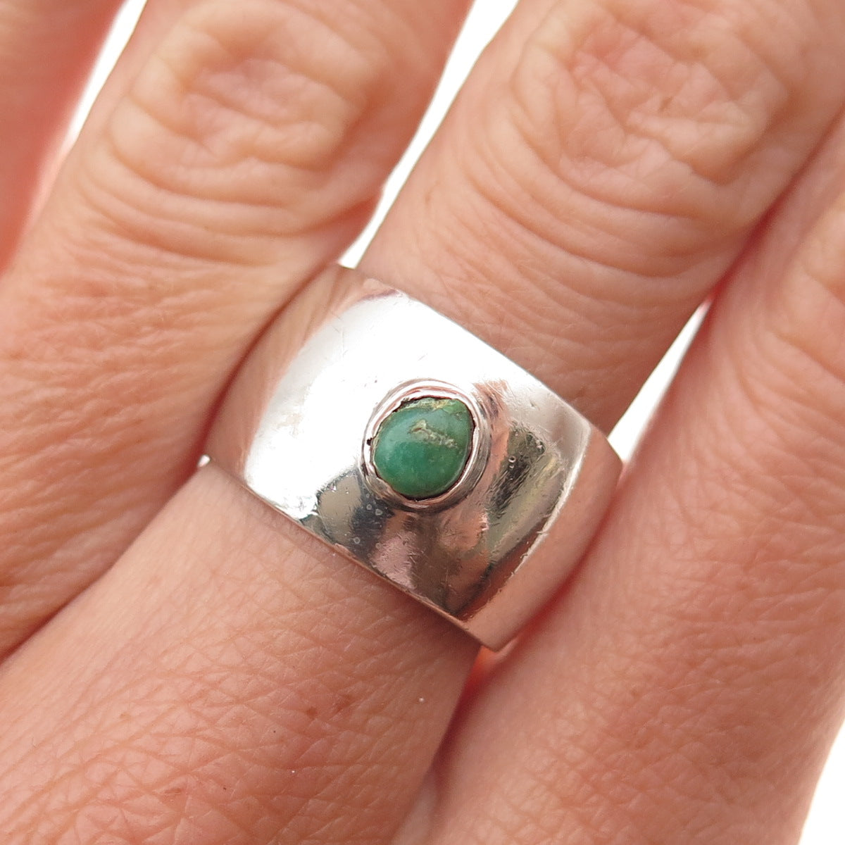Old Pawn 925 Sterling Silver Vintage Royston Turquoise Tribal Ring Size 7.25