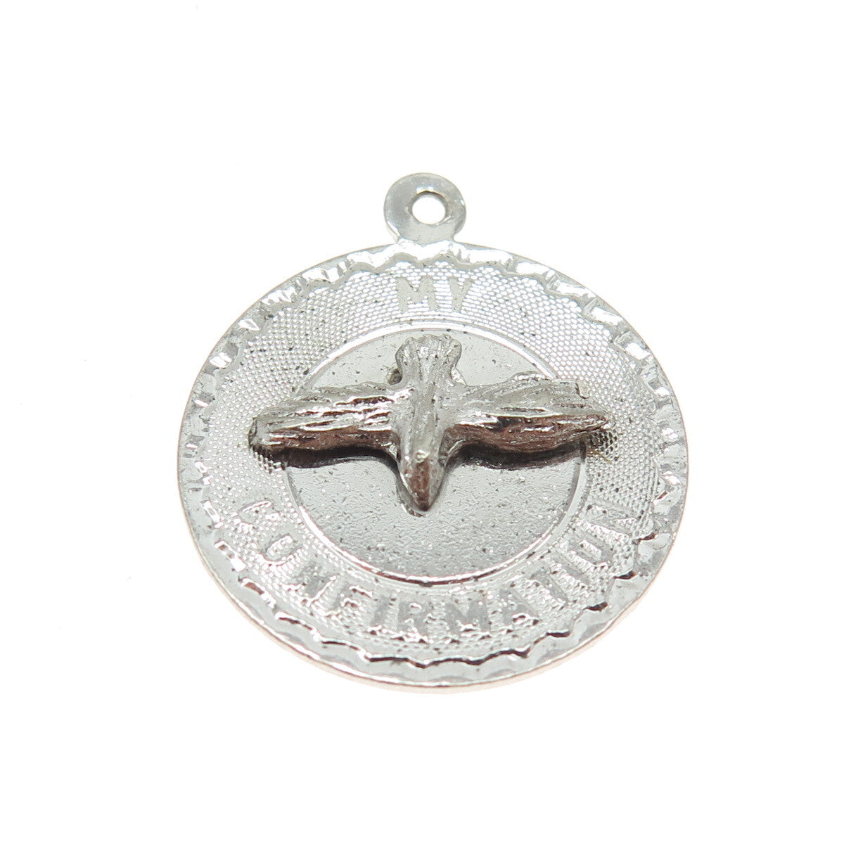 925 Sterling Silver Antique "My Confirmation" Holy Ghost Religious Charm Pendant