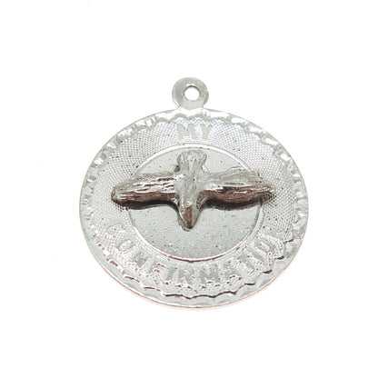 925 Sterling Silver Antique "My Confirmation" Holy Ghost Religious Charm Pendant