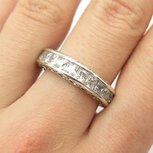 925 Sterling Silver C Z Wedding Ring Size 9