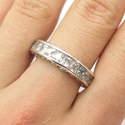 925 Sterling Silver C Z Wedding Ring Size 9