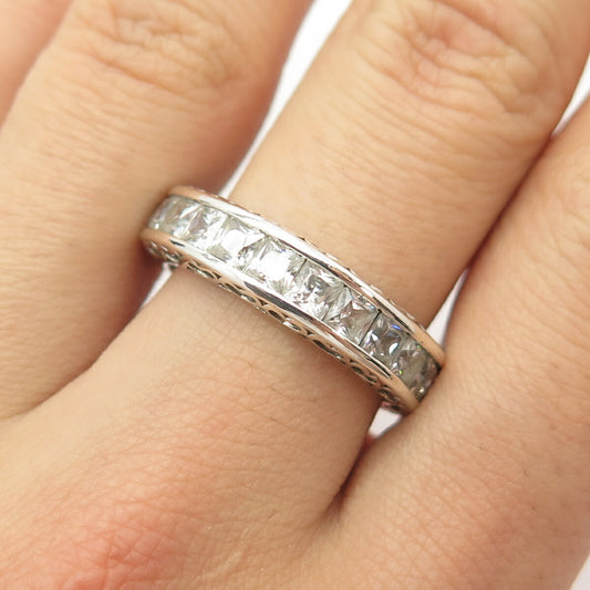 925 Sterling Silver C Z Wedding Ring Size 9