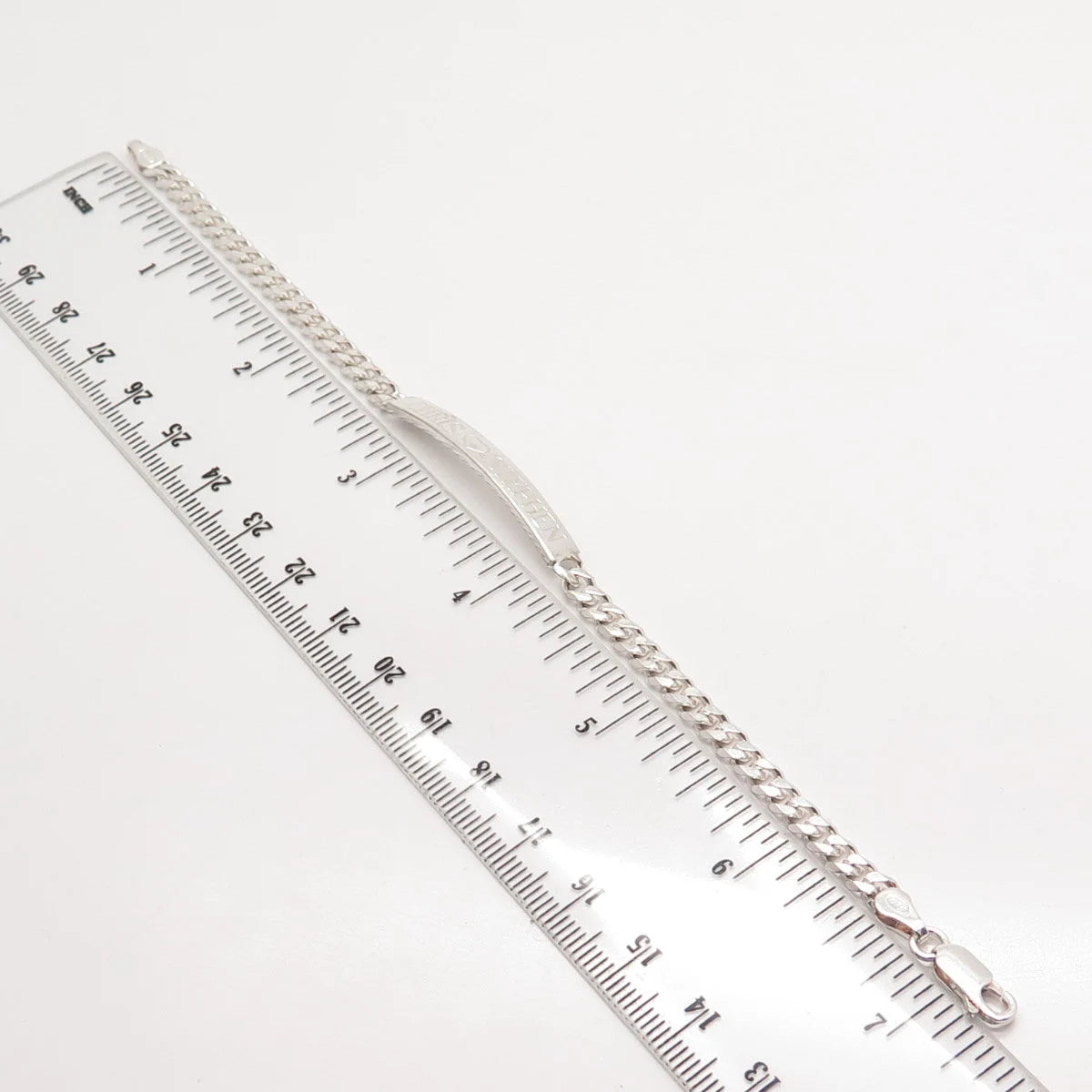 925 Sterling Silver Vintage Italy "Chris Stephen" ID Cuban Link Bracelet 7"