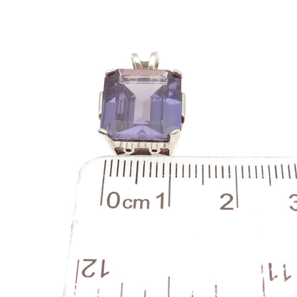 925 Sterling Silver Vintage Lab-Created Peacock Sapphire Mini Charm Pendant