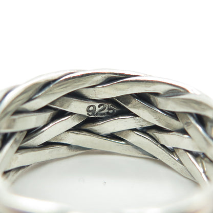 925 Sterling Silver Vintage Woven Band Ring Size 7.75