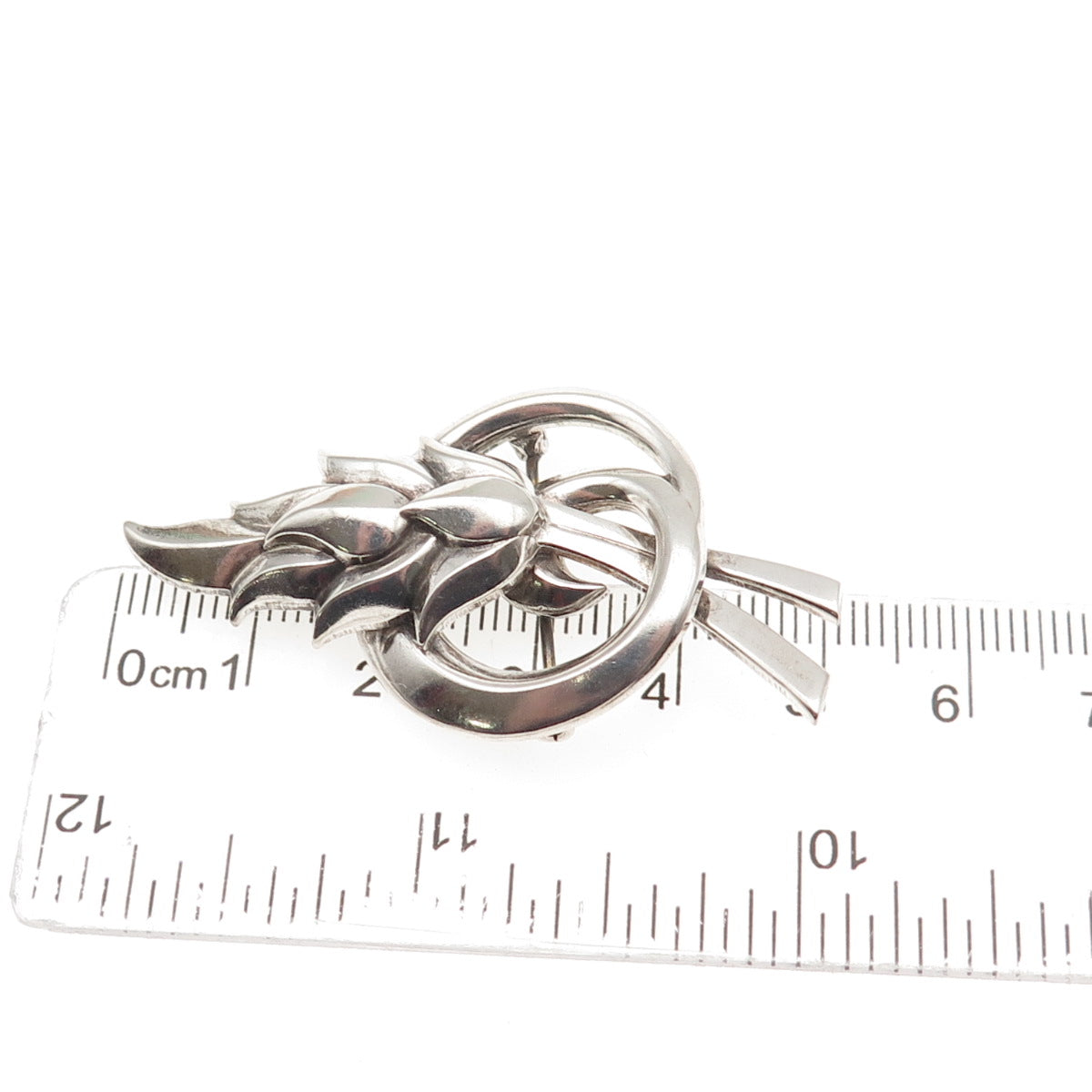 Silverman Brothers Sterling Silver Antique Art Deco Floral Oxidized Pin Brooch