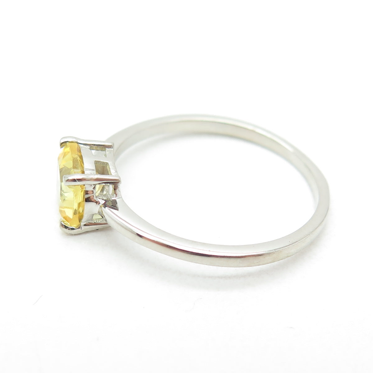 DAZZLERS 925 Sterling Silver Real Cushion-Cut Citrine Ring Size 9