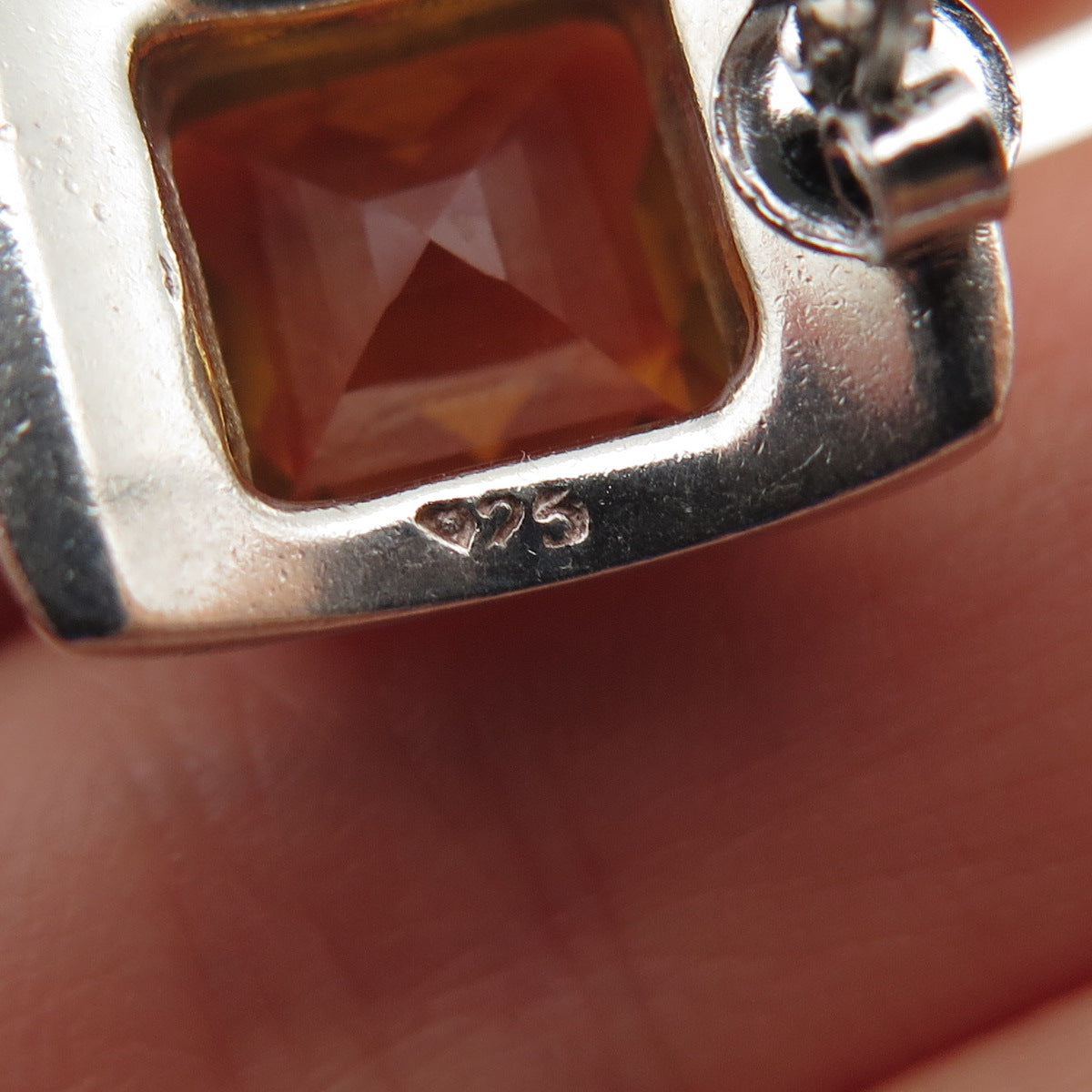 925 Sterling Silver Vintage Real Citrine Modernist Earrings