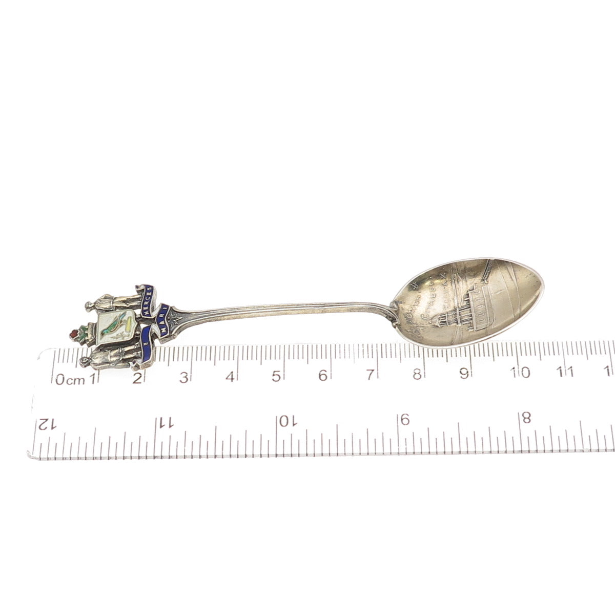 925 Sterling Antique Art Deco Canada Enamel Halifax Clock Tower Coffee Spoon