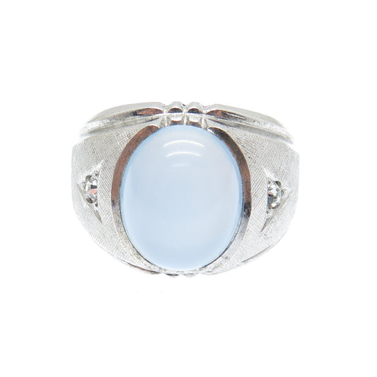 CLARK & COOMBS Sterling Silver Antique Faux Star Sapphire Rhinestone Ring Size 8