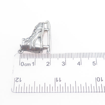 BEAU 925 Sterling Silver Vintage Ice Skating Shoe 3D Charm Pendant